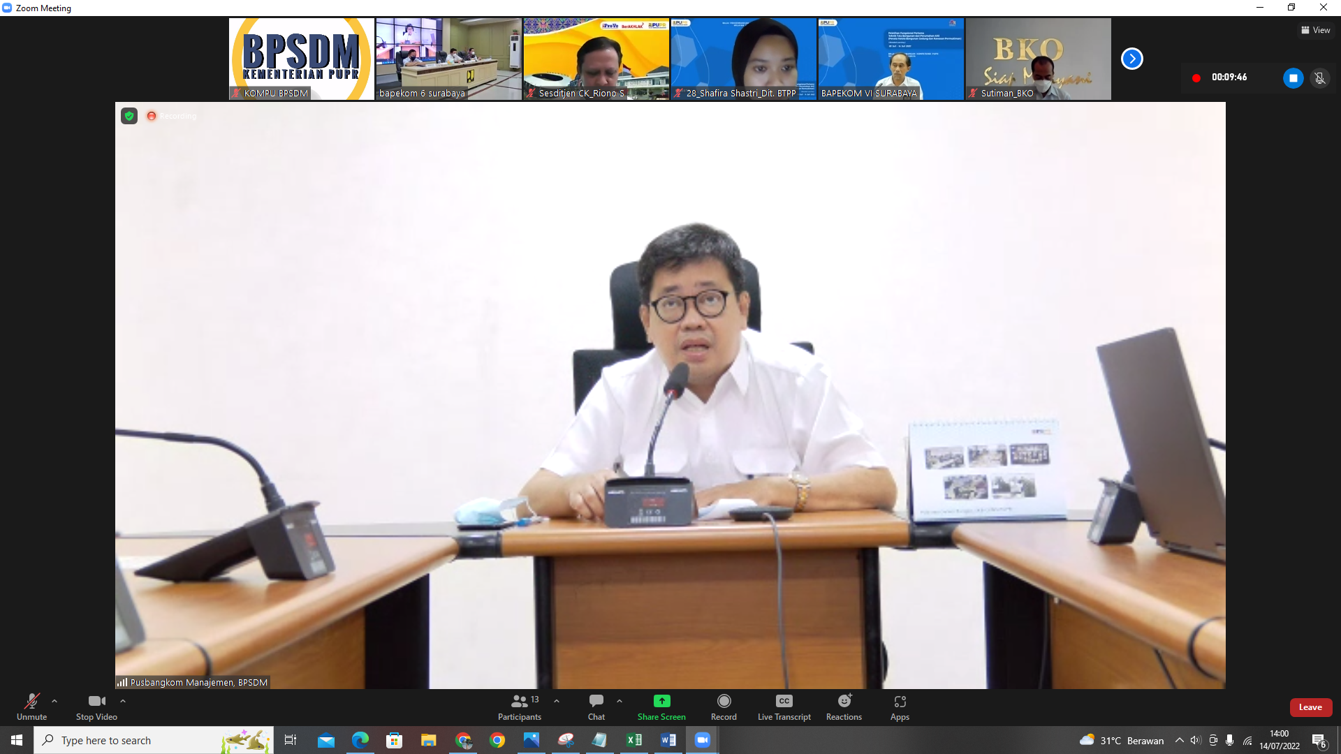 sambutan penutup Kepala Pusbangkom Manajemen Moeh Adam