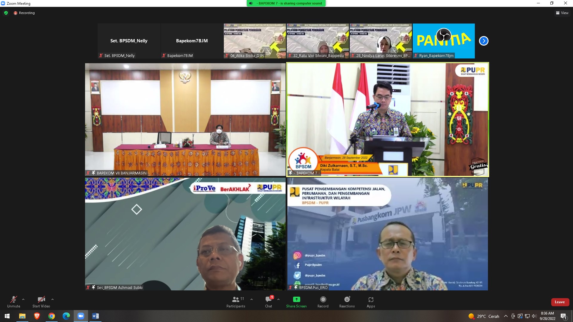 Sambutan Pembuka Sekretaris BPSDM Achmad Subki