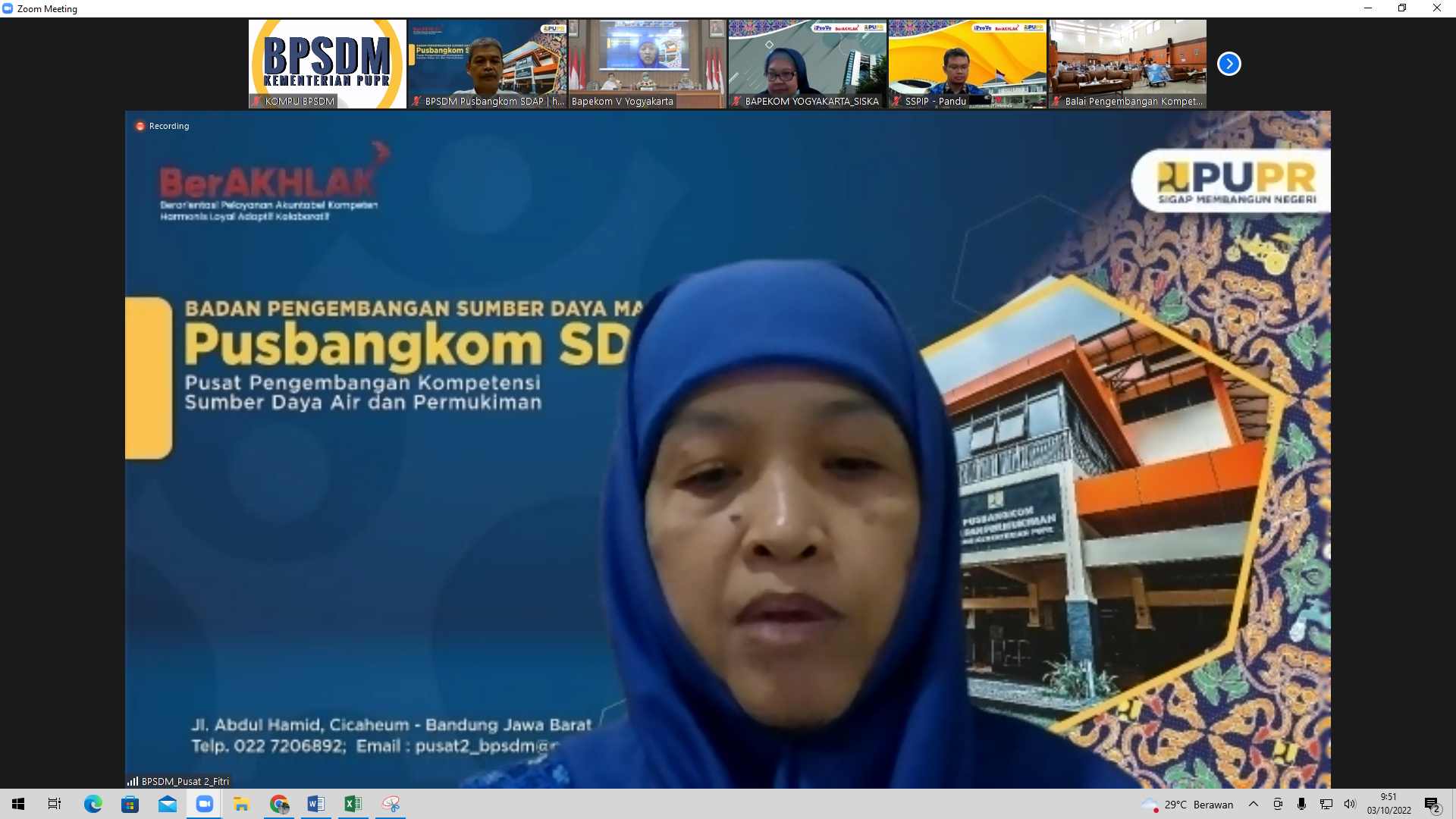 Sambutan Pembuka Kepala Pusbangkom SDA dan Permukiman Fitri Riandini