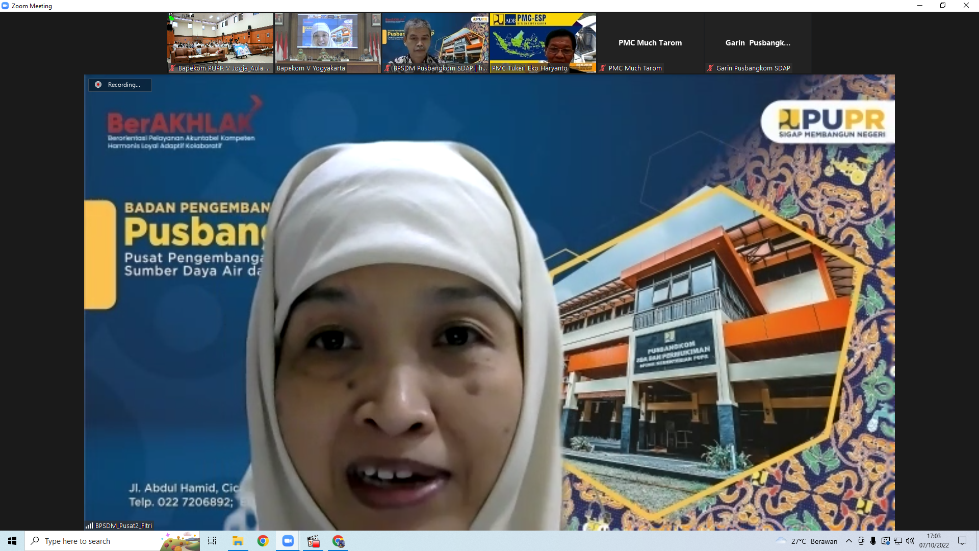 Sambutan Penutup Kepala Pusbangkom SDA dan Permukiman Fitri Riandini