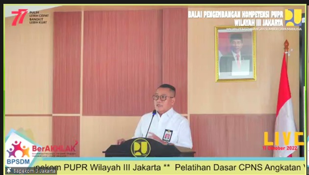 Kepala Badan SDM PUPR membuka  Pelatihan Dasar CPNS Kementerian PUPR Formasi 2021 Batch V