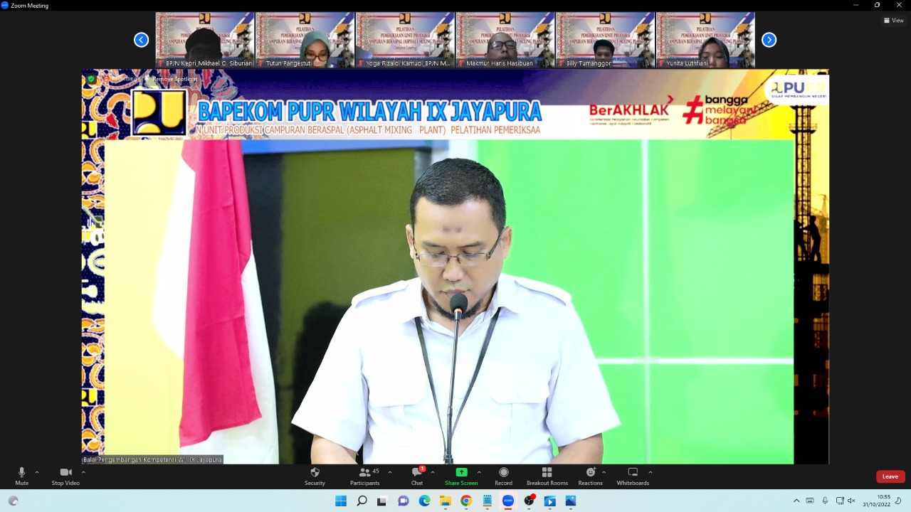 Sambutan pembuka Kepala Pusat Pengembangan Kompetensi Jalan