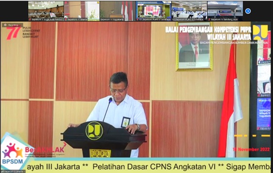 Sekretaris Badan Pengembangan Sumber Daya Manusia Achmad Subki pada Penutupan Pelatihan Dasar CPNS Batch 6 