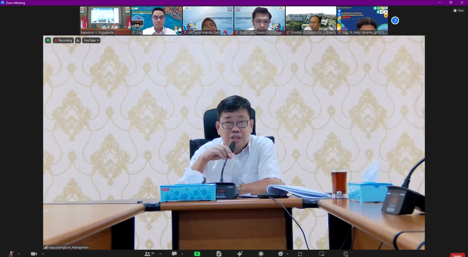 Moeh. Adam Kepala Pusat Pengembangan Kompetensi Manajemen menyampaikan 