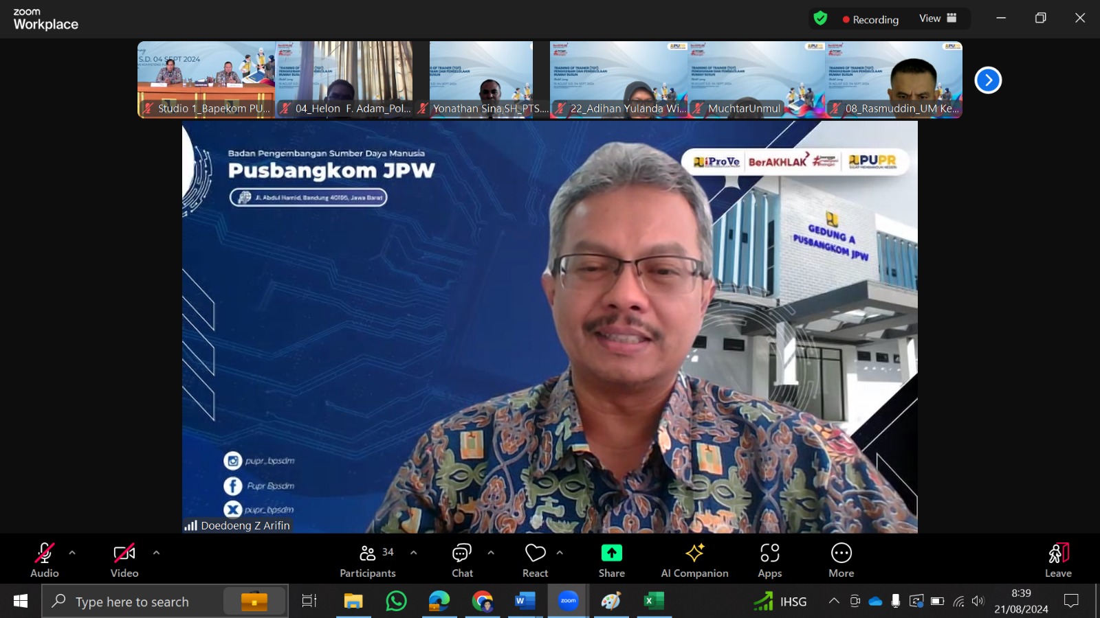 Sambutan Kepala Pusbangkom JPW Doedoeng Zenal Arifin