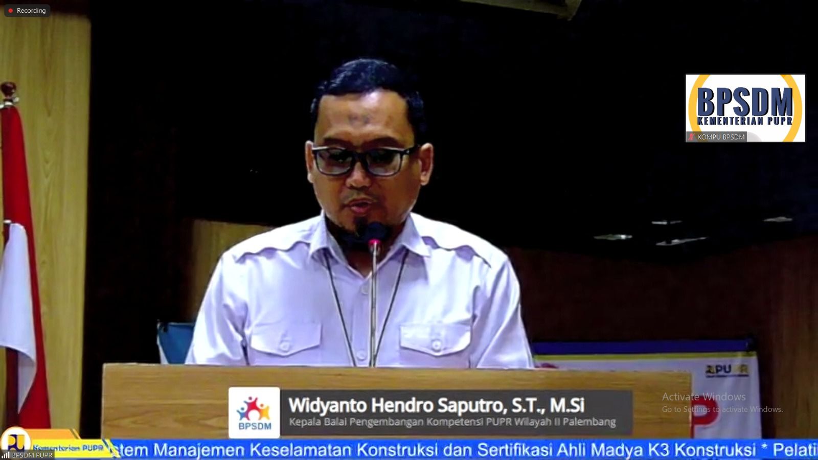 Kepala Bapekom PUPR Wilayah II Palembang Widiyanto Hendro Saputro