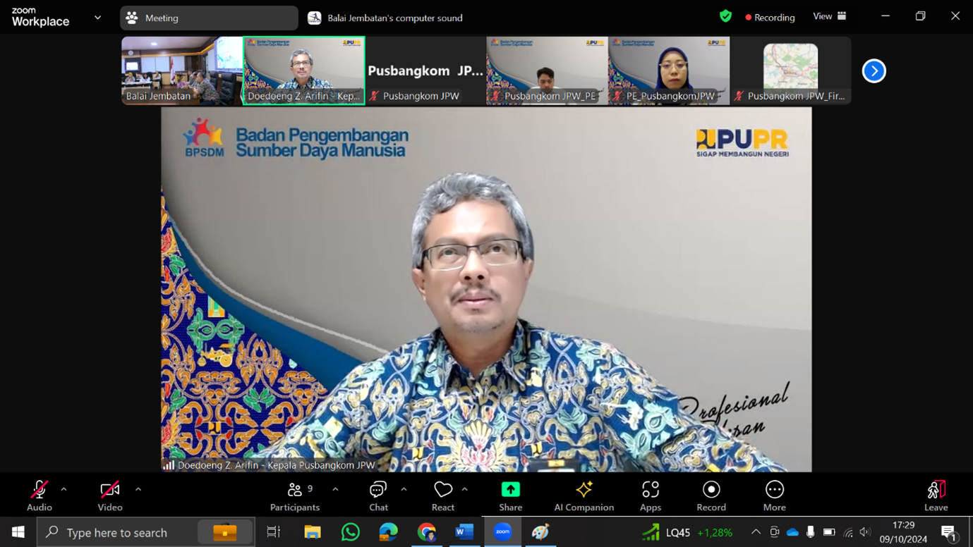 Kepala Pusbangkom JPW Doedoeng Zenal Arifin 