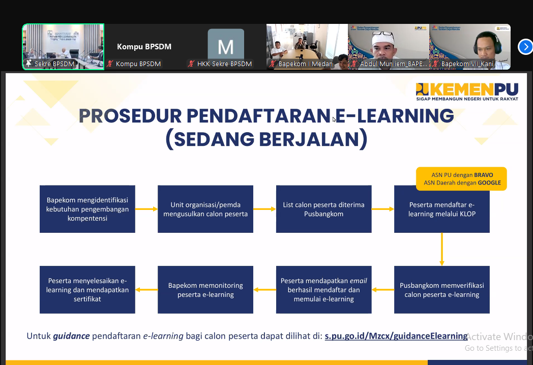 Pemaparan Materi Pelaksanaan e-learning